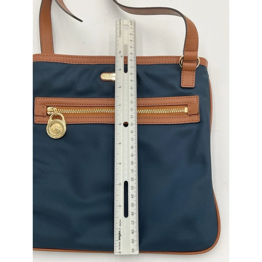 Michael Kors Navy Nylon Crossbody Bag & Navy Leather Wallet Set Gold Tone